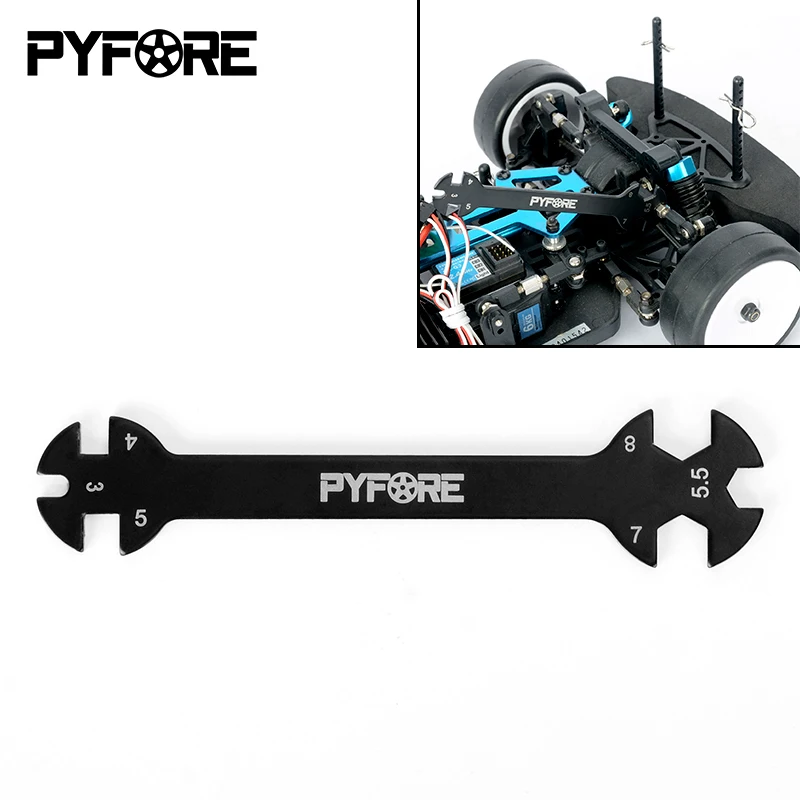 PYFORE Special Tool Wrench for Turnbuckles & Nuts for 1/5 1/8 1/10 M3 M4 M5.5 M7 M8 Nut Screw RC Car 6 in 1 Wrench