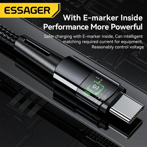 Essager 240 Вт USB-C Кабель 67 Вт Быстрая Зарядка 6A для Xiaomi и Redmi — фото модели