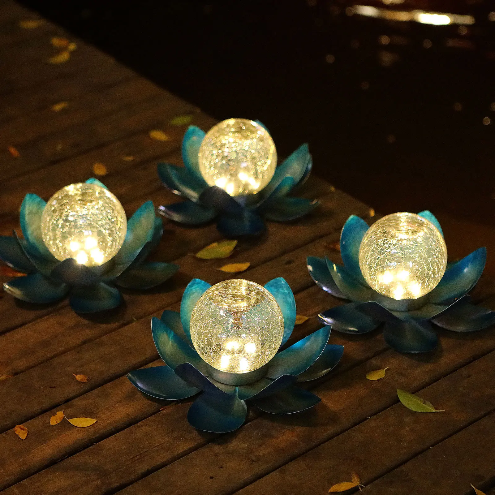 New Solar Creative Atmosphere Lotus Personalized Light Glass Crack Courtyard Landscape Decoration Lawn Plug In Light