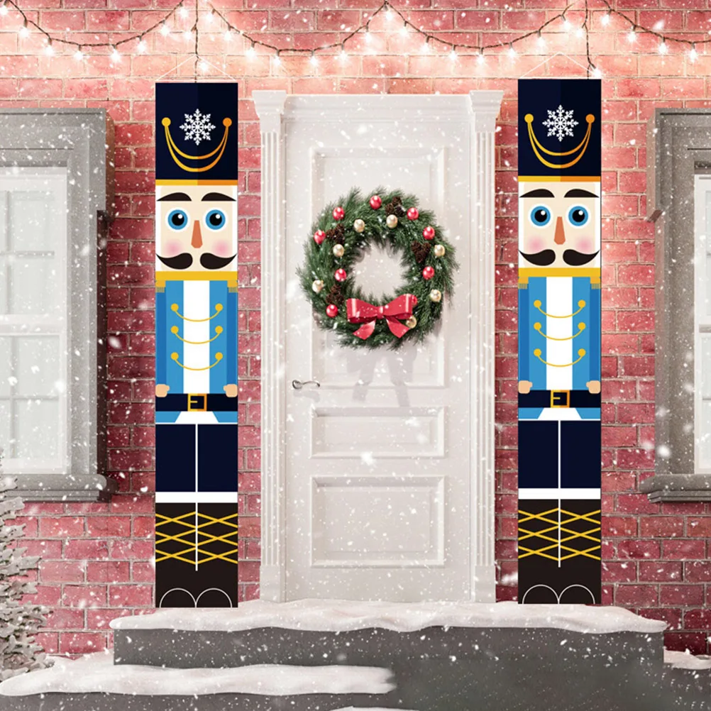 

1 Pair Christmas Couplets Decor Festive Hanging Banner For Front Door Porch Wall Outdoor Indoor Party Decoration Christmas