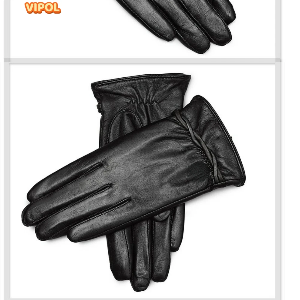 Sheepskin leather gloves ladies winter warm thin velvet repair hands outdoor riding driving touch screen thin