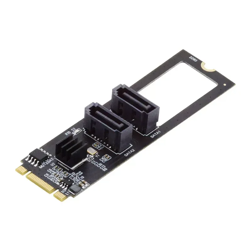 for NVME NGFF PCI-E M2 Key B+M to Dual SATA Adapter Card Black JMB582 Chip 2280 SSD Extended Transfer Hard Disk Drive-free