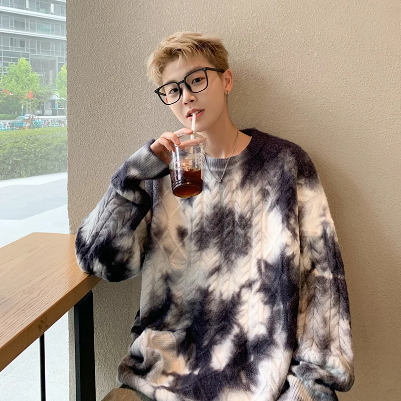 [oimg] High-quality Tie Dye Jacquard Plus Size Knit Sweater