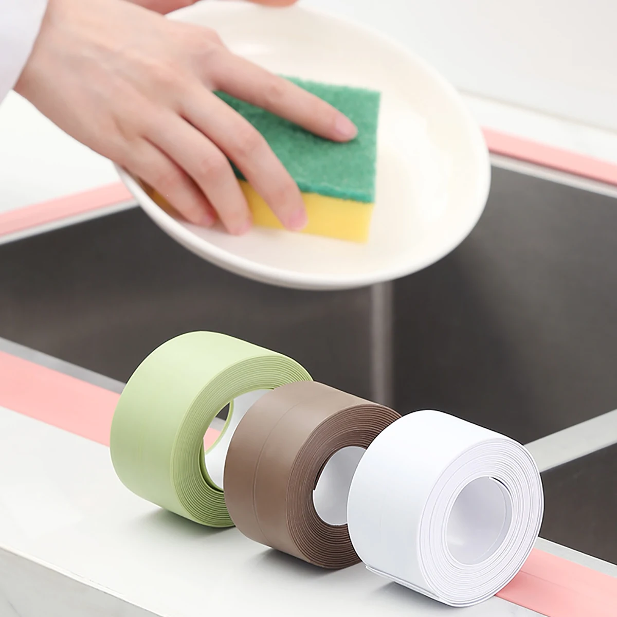 PVC-wasserdichtes und antifouling-Lücken-Dichtungsband, zuschneidbares Anti-Schimmel-Klebeband für Küchen- und Badezimmerwaschbecken, leicht zu reinigen, für Zuhause