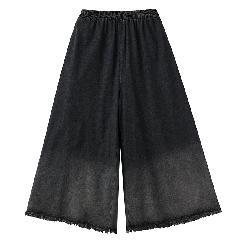 

Waed adual Elastic Waist Wide Leg Jeans Casual Loose plus Size Big MM Frayed Casual Pants Spring Autumn Sle 2025