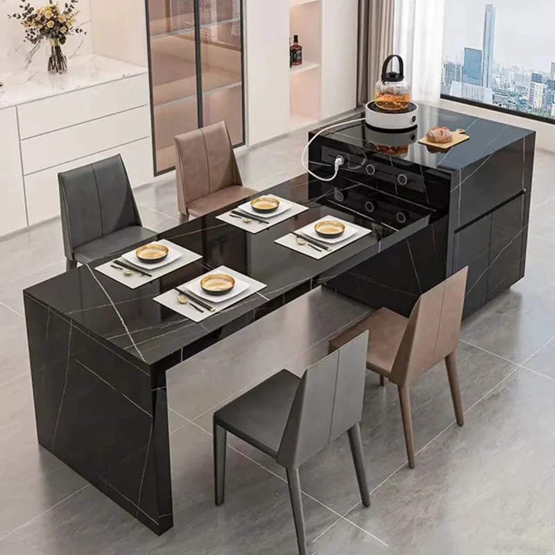 Kitchen Island Black Dining Table Heating Pad Modern Extending Dining Table Space Saving Side Mesas De Jantar Furniture Home