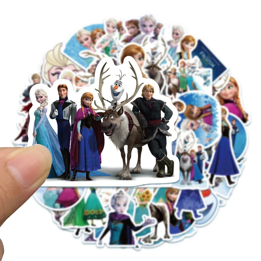 50PCS Disney Frozen Anna Elsa Movie Stickers Anime Decal Skateboard Laptop Motorcycle Cute Kawaii Cartoon Sticker Pack Kids Toy