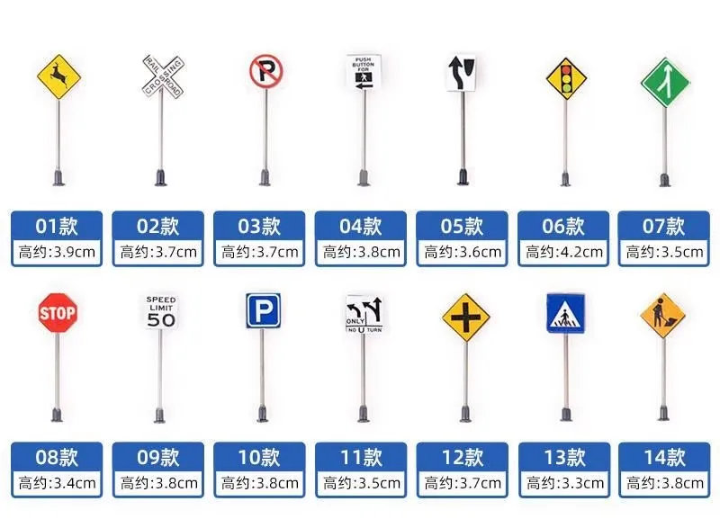 1/64 نموذج اكسسوارات السيارات علامات المرور الصغيرة علامات الديوراما