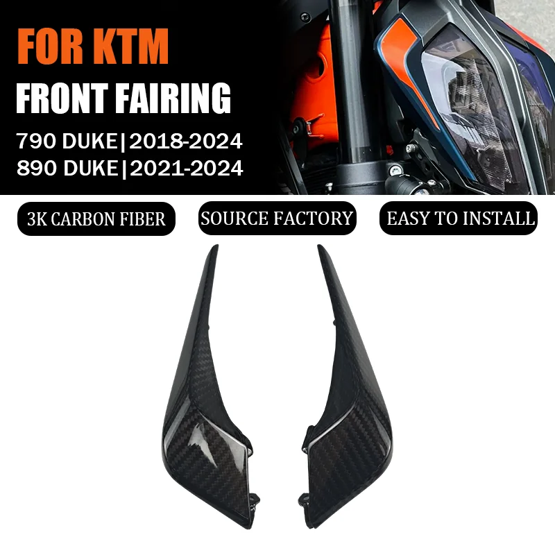 

For KTM DUKE 790 890 2018-2024 3K Pure Dry Carbon Fiber Front Fairing Side Panels Fairing Kits Lampshade Motorcycle Accessories