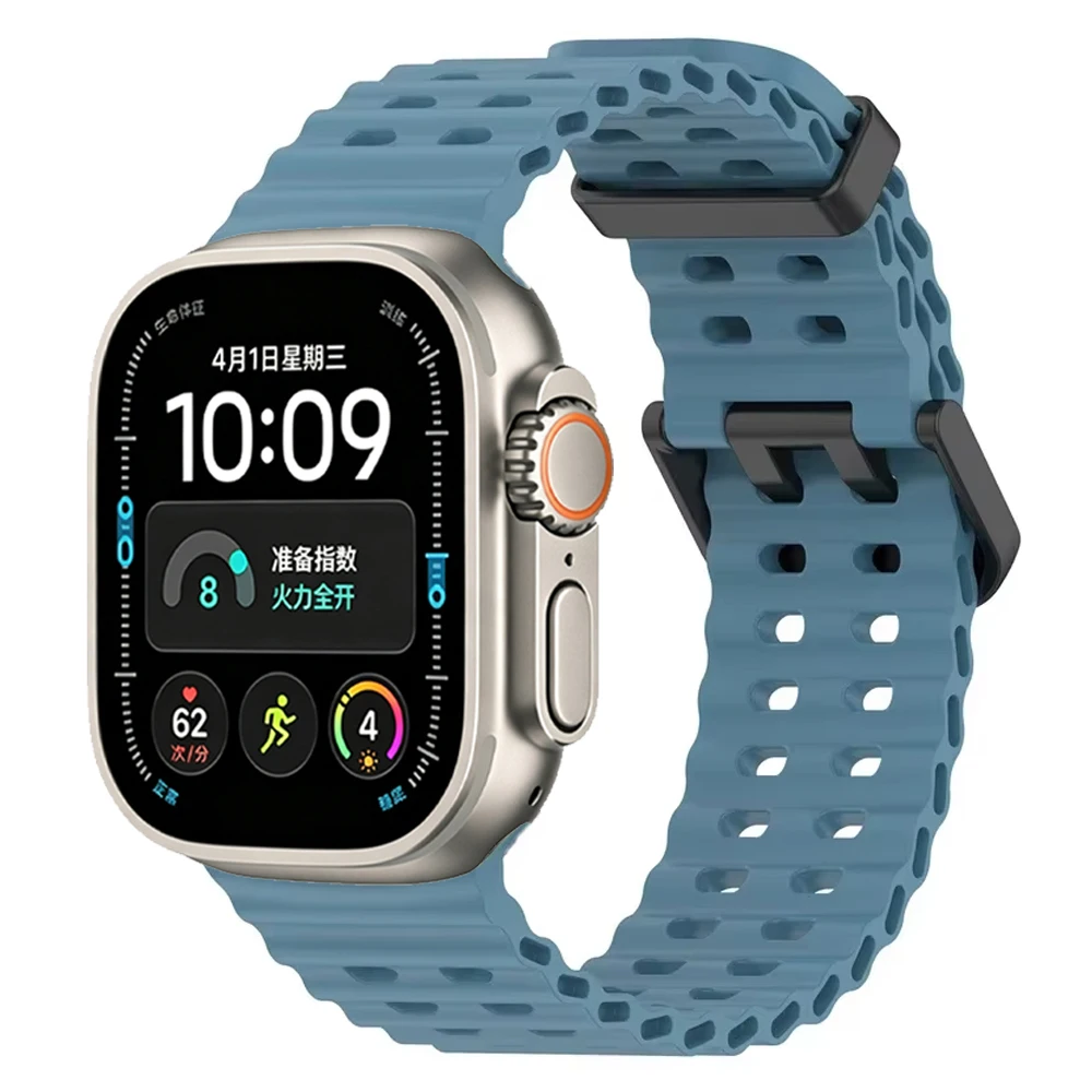 Ocean Silikonarmband für Apple Watch Band Ultra 4/3/2/1 49mm Serie 12 11 10 46mm Komfortables Armband IWatch 9 8 7 6 5 4 SE 45/44mm – Detail 18