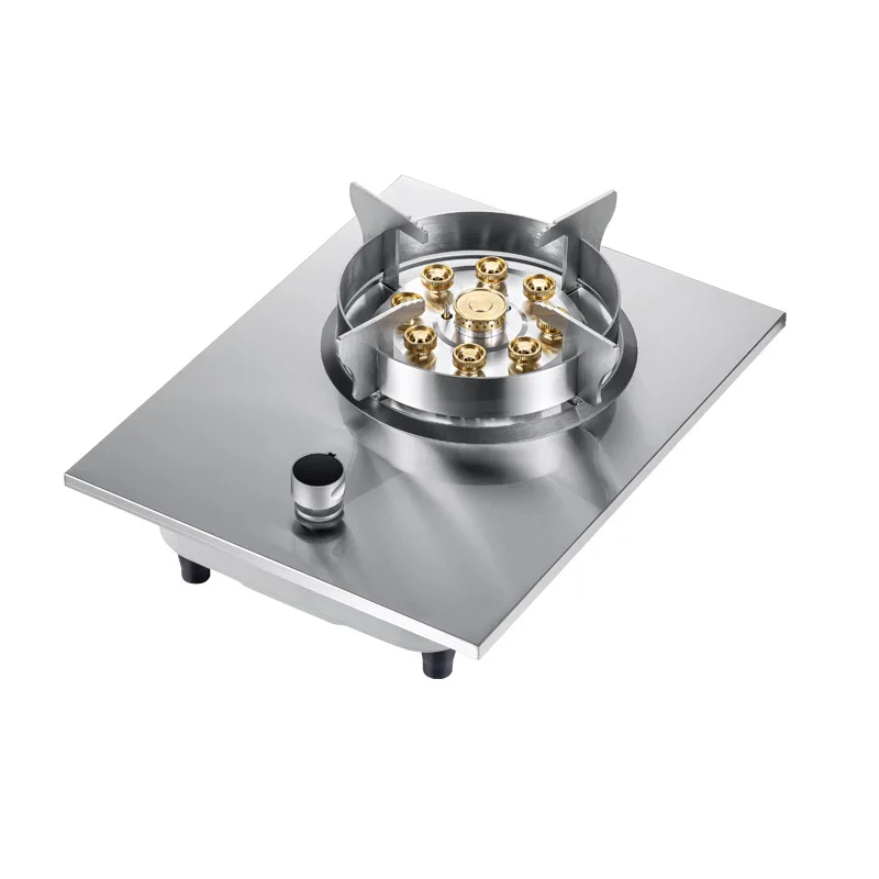 Fornello a gas di vendita caldo GPL Piani cottura a gas intelligenti Acciaio inossidabile Accensione a batteria superiore Fornello a gas a bruciatore singolo per cucina