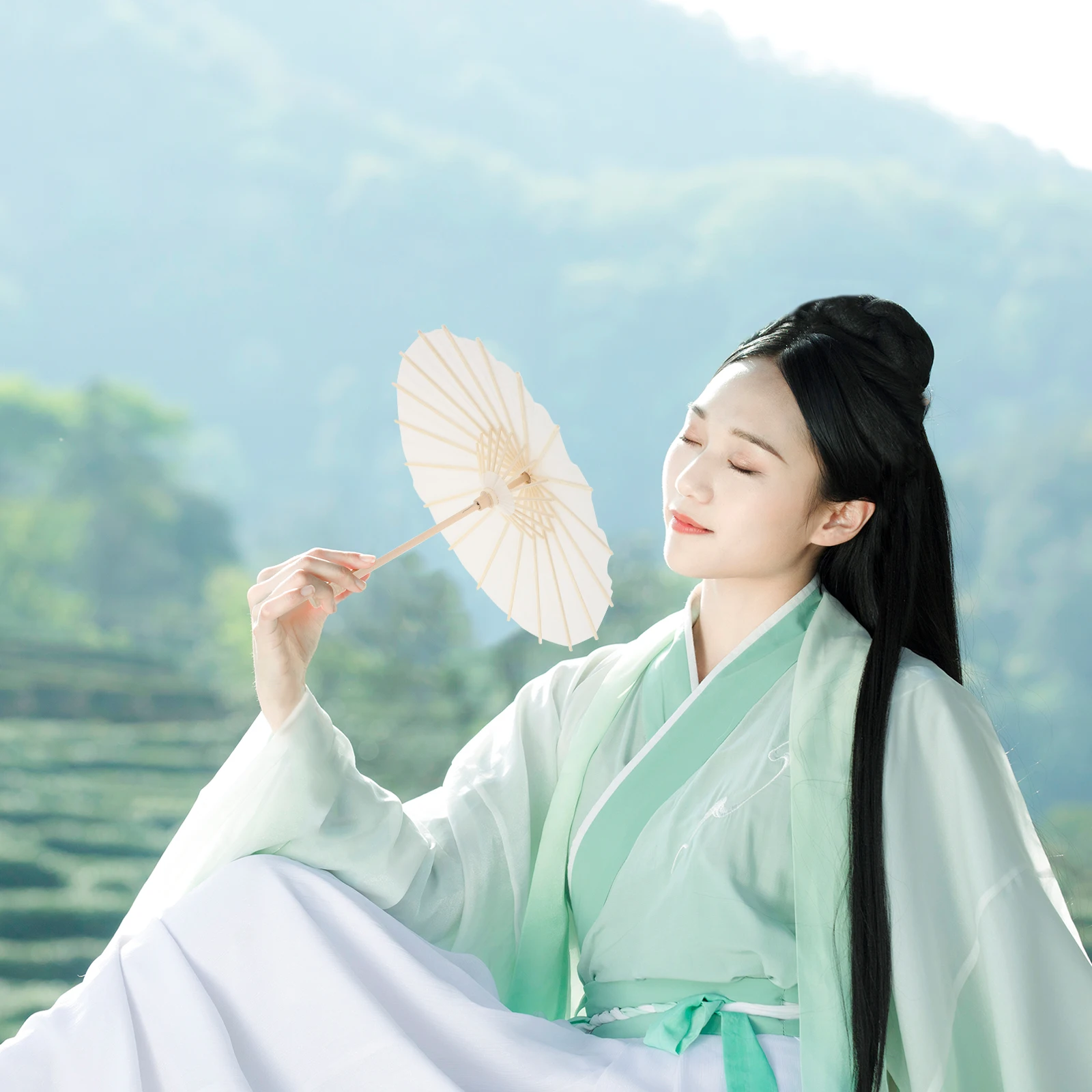 

2 Pcs Blank Oiled Paper Umbrella 30cm White Retro Decor Waterproof DIY Handicraft Supplies Studio Props Kids Umbrellas