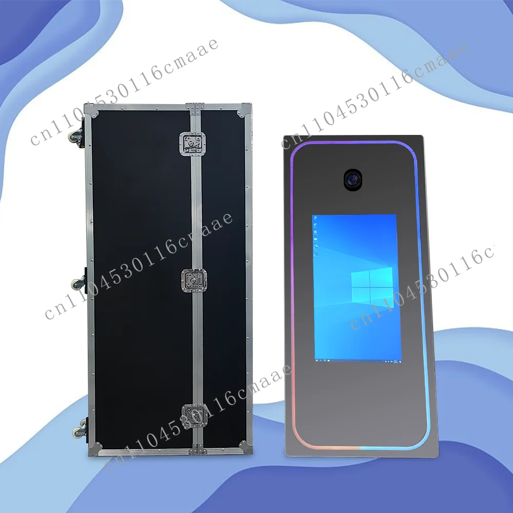 65-Inch LED Frame Photo Booth Kiosk DSLR Selfie Station Mirror Digital Display for Camera Print Pictures