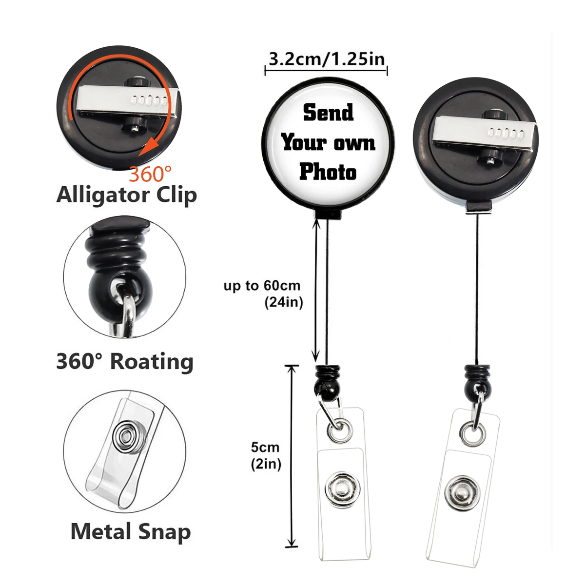 30มม. แก้ว Cabochon ภาพโลโก้ป้ายหดเก็บได้รีลเชือกเส้นเล็กสั่งทำ kado untuk sahabat เพื่อนร่วมงานและครู