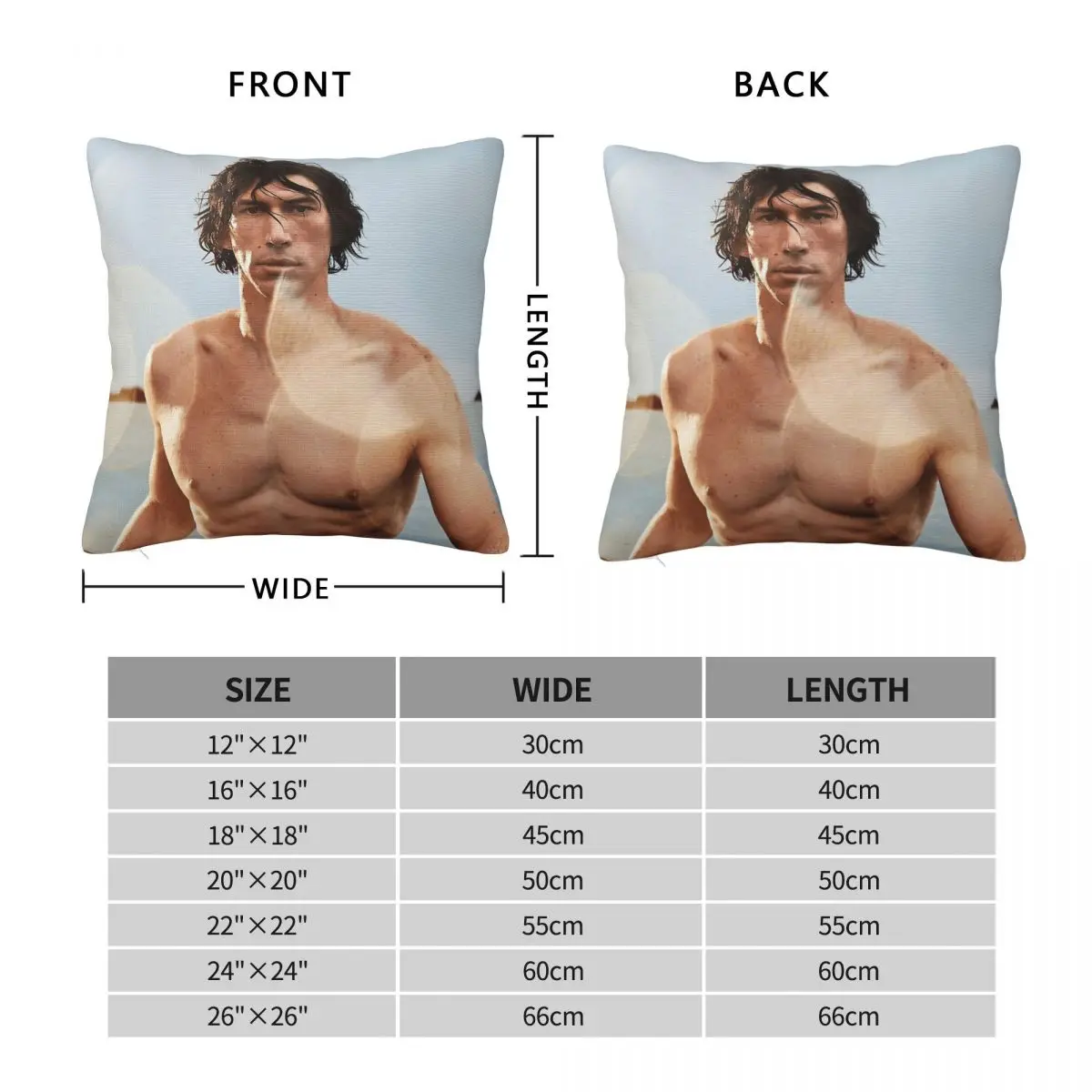 Shirtless 2021 Adam Driver Square Pillowcase Polyester Linen Velvet Printed Zip Decorative Throw Pillow Case Home Cushion Cover