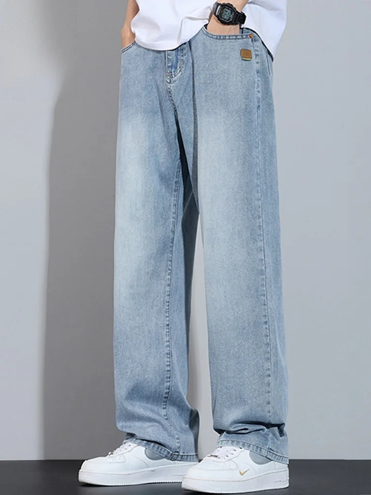 

Мужские свободные джинсы прямого кроя с широкими штанинами, весна 2026, новинка, комфортная посадка, классический синий цвет