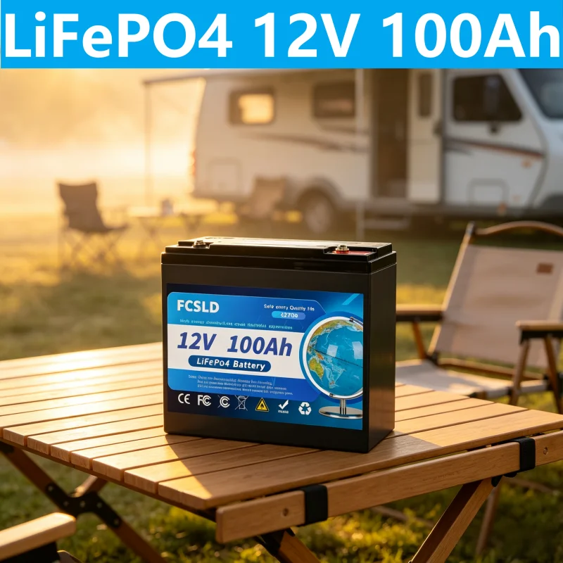 LiFePO4 New 12V 100Ah Battery Capacity Built-in 200A BMS 6000 Deep Cycles Perfect for Camping Solar Home Backup