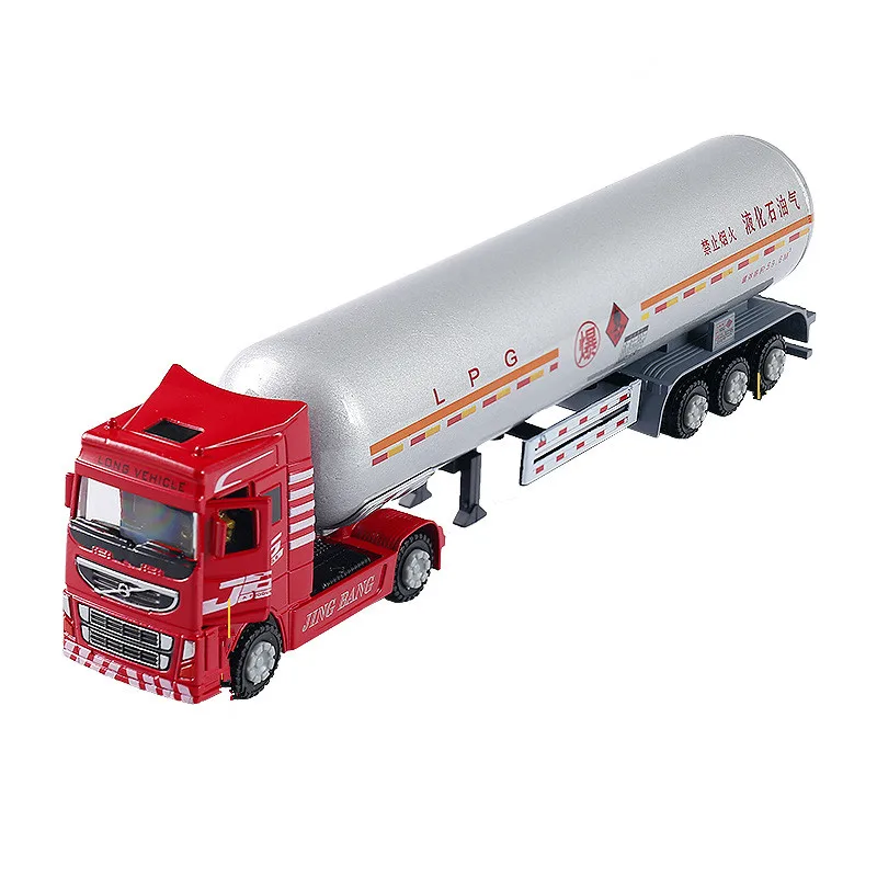 Alloy oil tank transporter model,high quality 1:60 oil tank construction vehicle toy,educational toys for children,hot sale