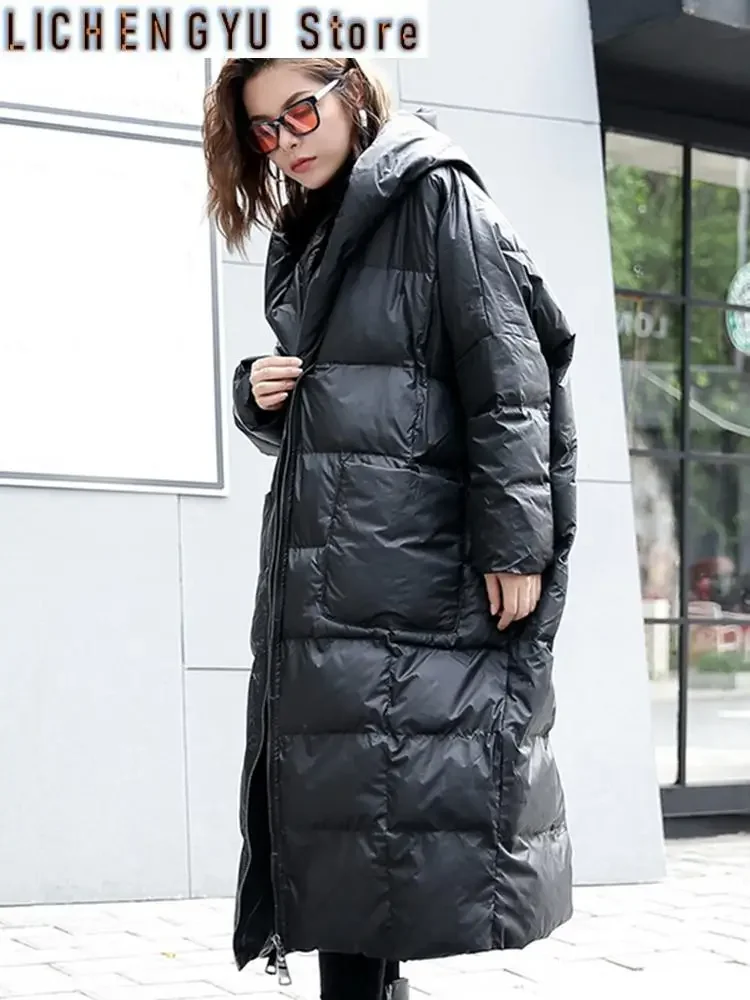 New Winter Hooded Long Sleeve Solid Color Black Cotton-padded Warm Loose Big Size Jacket Women parkas Fashion