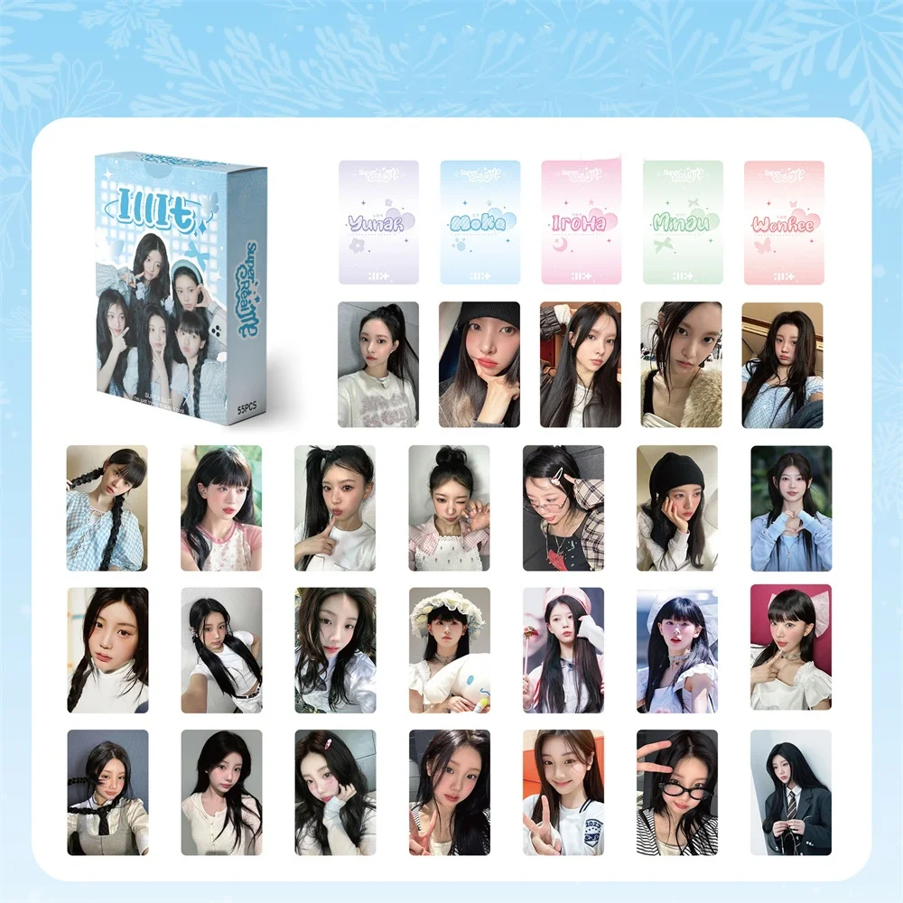 55Pcs/Set KPOP ILLIT Wonhee Personal HD Photocards Double Sides LOMO Cards Non Repeating Boxed Postcard Fans Birthday Gift