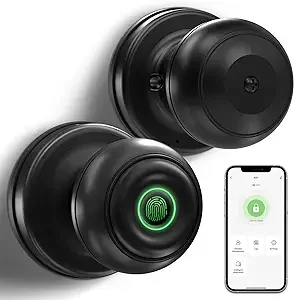 Matte Black Smart Door knob Fingerprint Door Lock Smart Lock with App Control Bluetooth Door Lock for Home