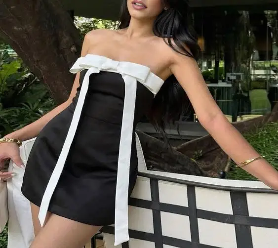 

Women's Dress 2025 Fashionable Temperament Sexy Spicy Girl Butterfly Strap Strapless Strapless and Hip Hugging Dress for Women