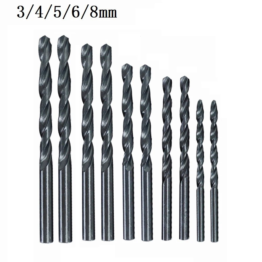 Broca dos para cada tamaño, 10 Uds., 3mm, 4mm, 5mm, 6mm, 8mm, Material negro de alta calidad, plástico de acero de alta velocidad