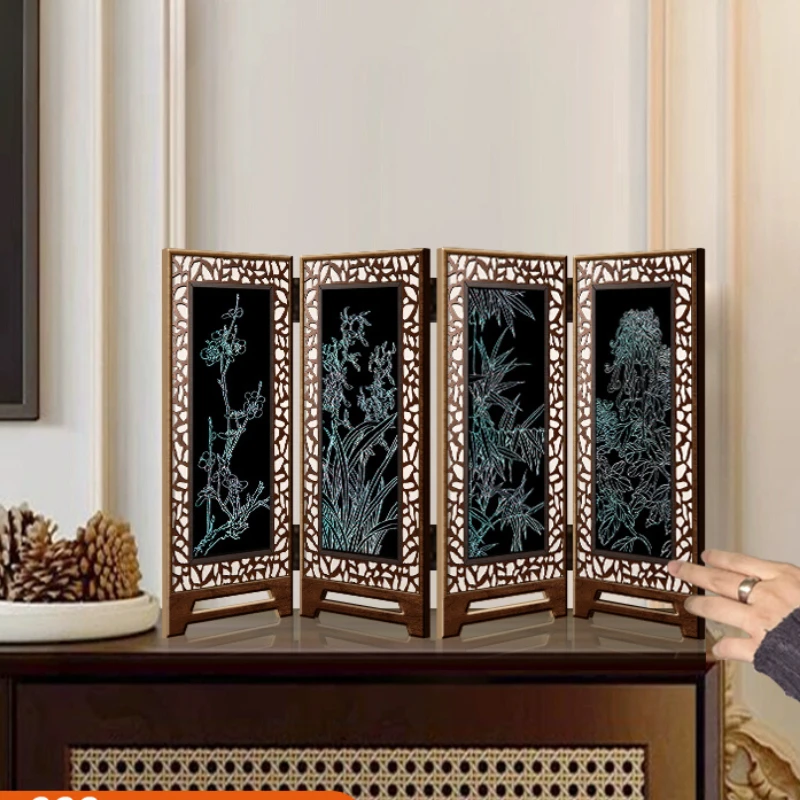 New Chinese Desktop Screen Ornaments TV Cabinet Guofeng Decorative Painting Folding Decorative Screen Craft Gifts Miniatures