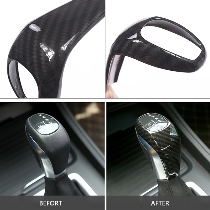 

For BMW X1 F48 2016 2017 / 2 Series 218i Gran Tourer F46 2015 2016 2017 Carbon Fiber Texture ABS Gear Shift Head Cover Trim