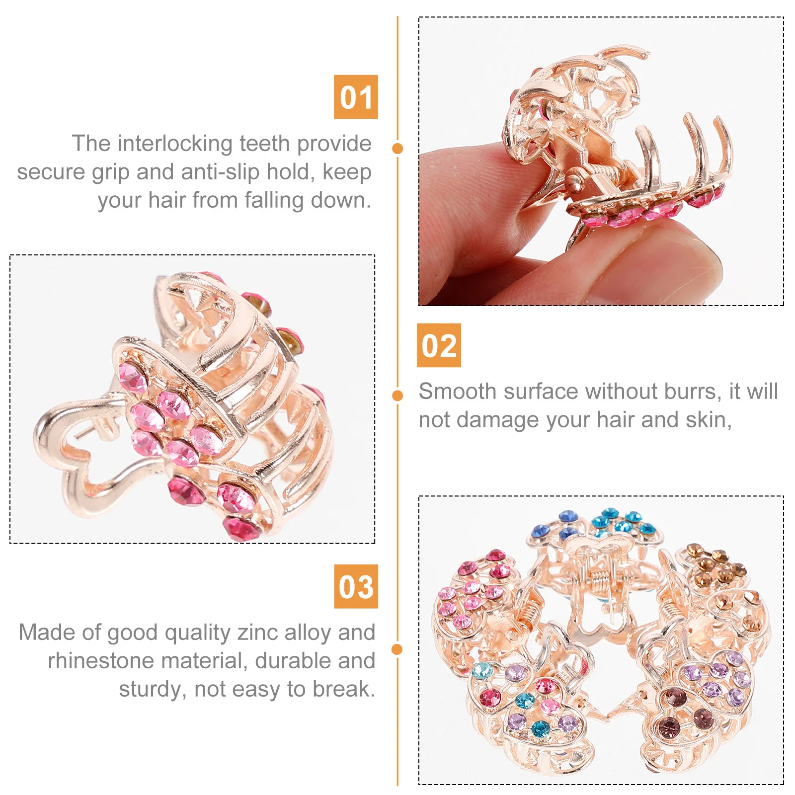 10 قطعة مشبك شعر صغير كليب صغير القرش الأسنان الشعر الصيد باريت للأطفال حمام ماكياج تصفيفة الشعر دبوس حجر الراين كريستال دبوس الشعر