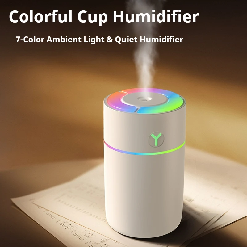 Mini Colorful Light Aroma Humidifier, Ideal for Both Car and Home Use. Stylish Design Available in Two Colors. Powered by Type-C