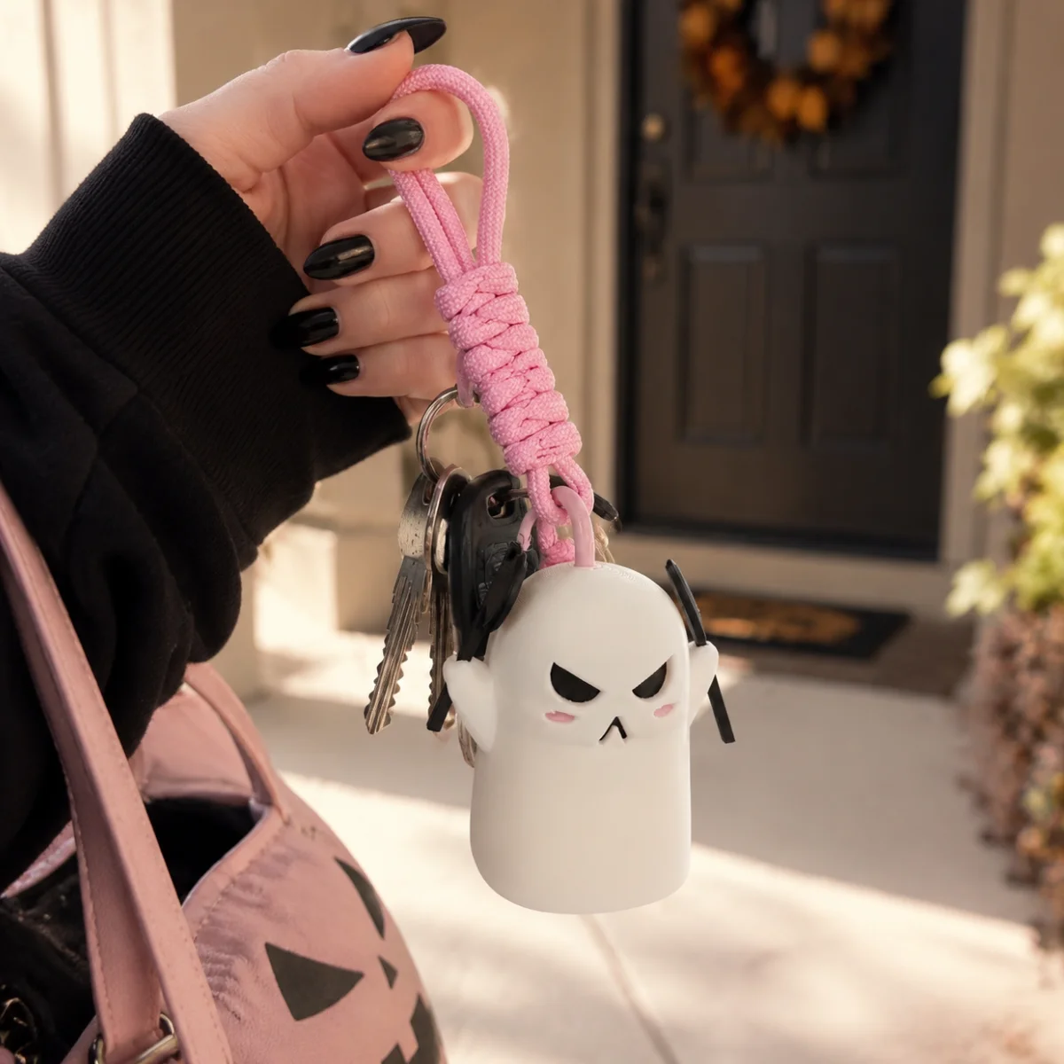1pc Mini Spooky Ghost Ornament, Eco-Friendly PLA 3D Printed Halloween Holiday Style Desktop Display Hanging Keychain Charm Gift