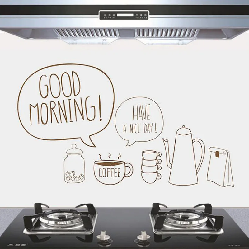 Cartoon Anti-oil Antifouling Kitchen PET Wall Stickers Cabinet Stove Kitchen Decoration Mural Transparent Self-adhesive Decals