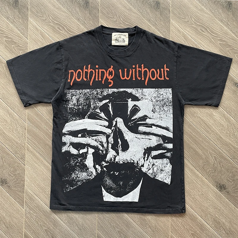 

Футболка из чистого хлопка с американским ретро-принтом, короткий рукав, круглый вырез, молодежная, летняя, повседневная, стандартный крой