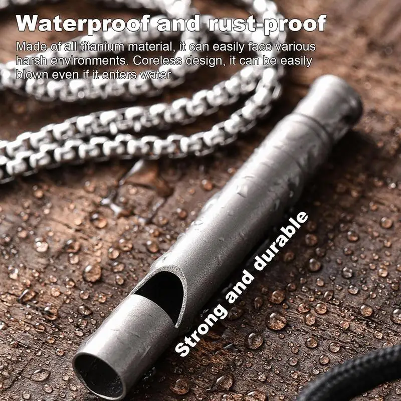 Dringend fluitje Survival Survival Fluitje Veiligheidshulpmiddel Sleutelhanger Fluitje Survival Gear Luid fluitje van titaniumlegering voor kamperen