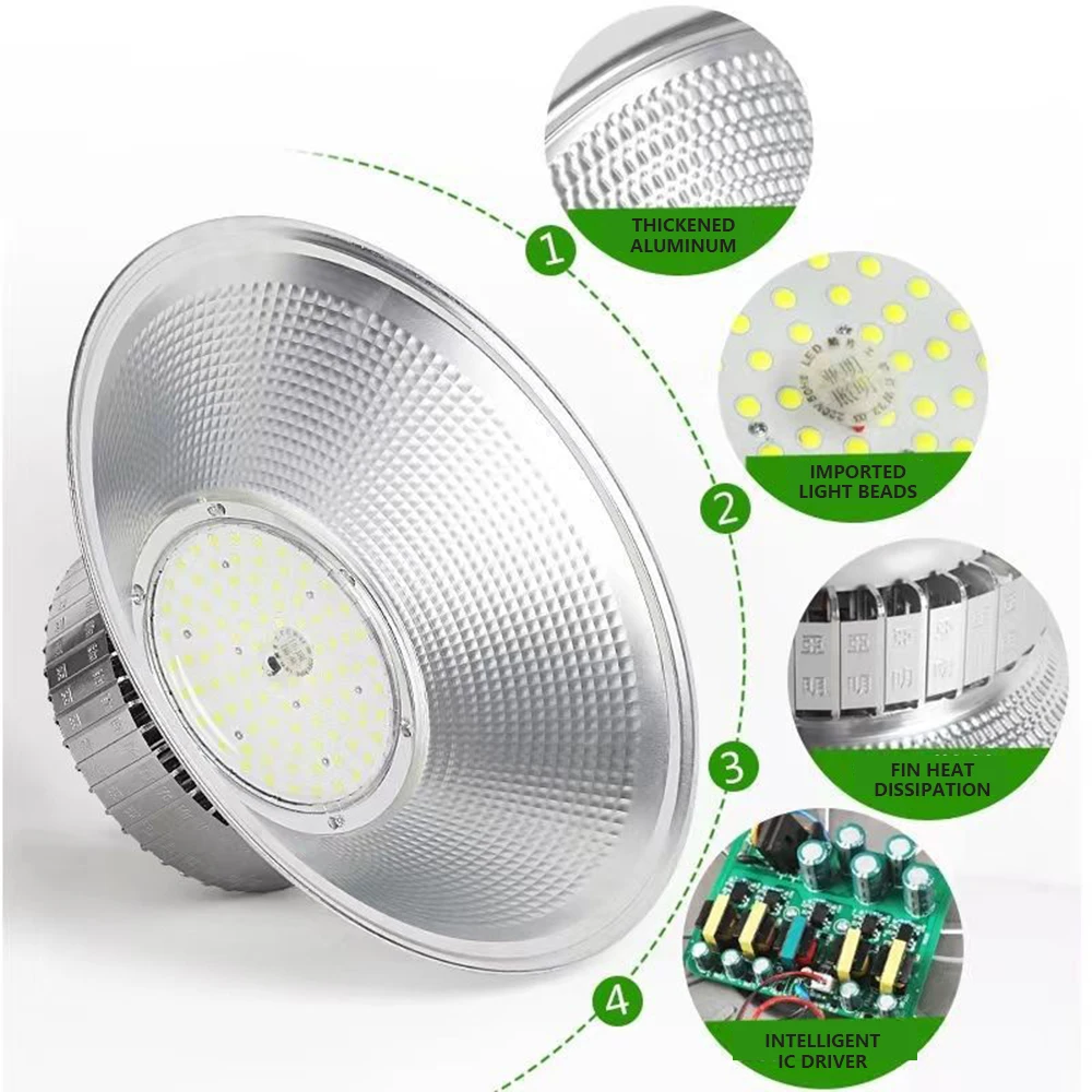 

Потолочный светильник для промышленной мастерской. Светодиодная лампа для горнодобывающей промышленности. Высокая и низкая башня. Складская лампа. Промышленное освещение.