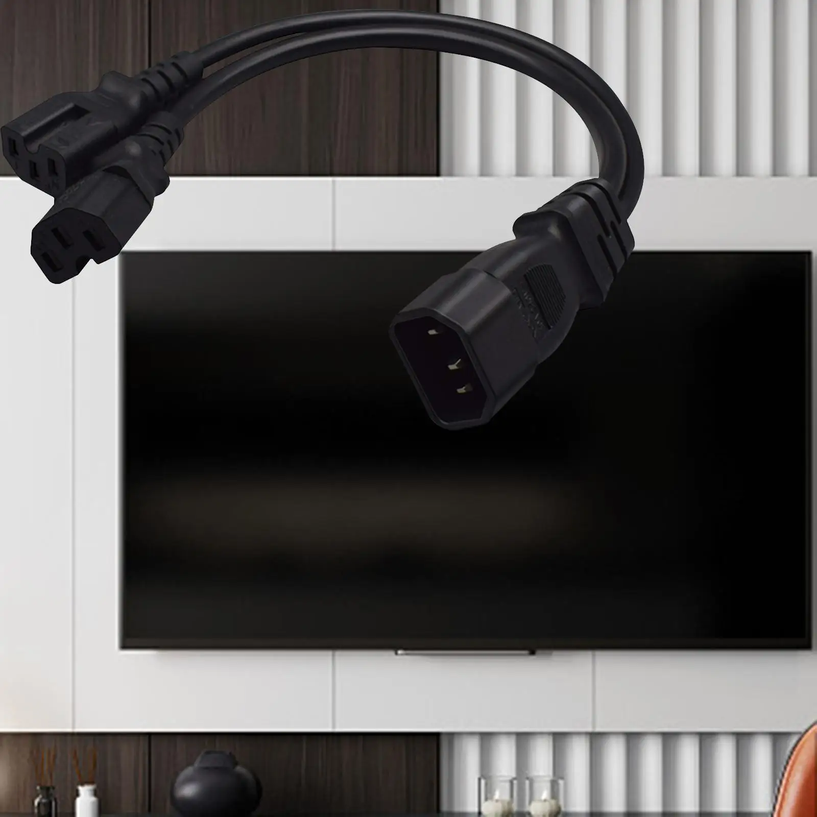 Power Cord 3*0.75mm 2 Single C14 to C15 Adapter Short for Computer