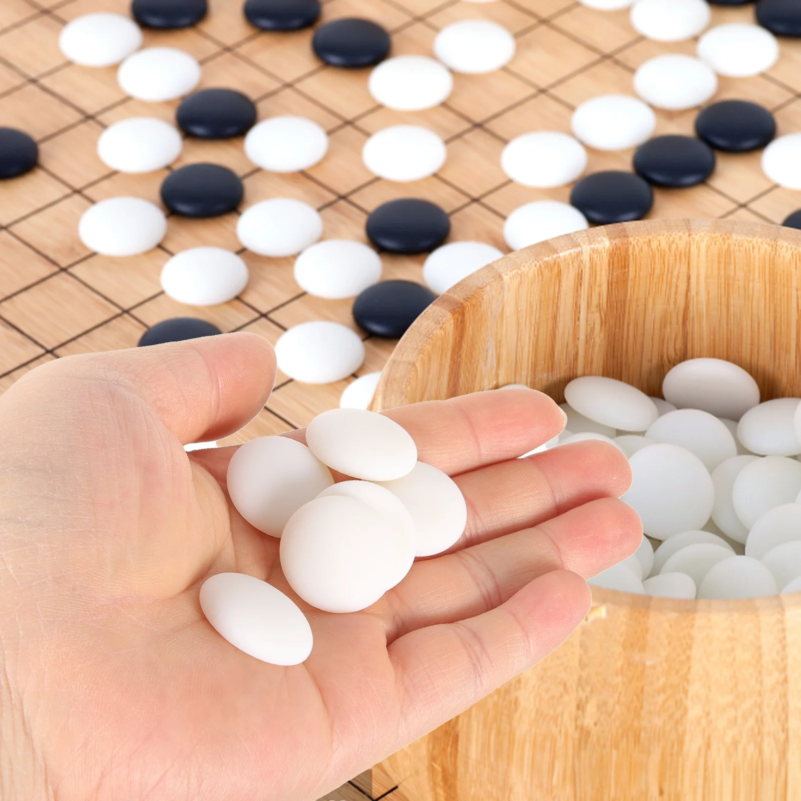 

360Pcs Go Chess Supplies Small Go Chess Pieces Comfortable Practical Educational Playthings Accessories Flat Beads