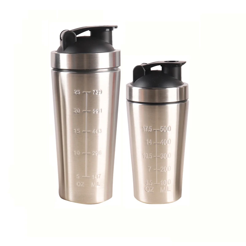 Stainless Steel Protein Powder Shaker Bottle With Ball Portable Leak Proof Gym Fitness Sport Whey Shakes Cup Fitness Sports Mug