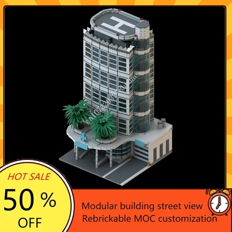 2568PCS South Beach Hospital Modular MOC Creative street view Model Custom Puzzle Architecture Education Assembly Toys Gift