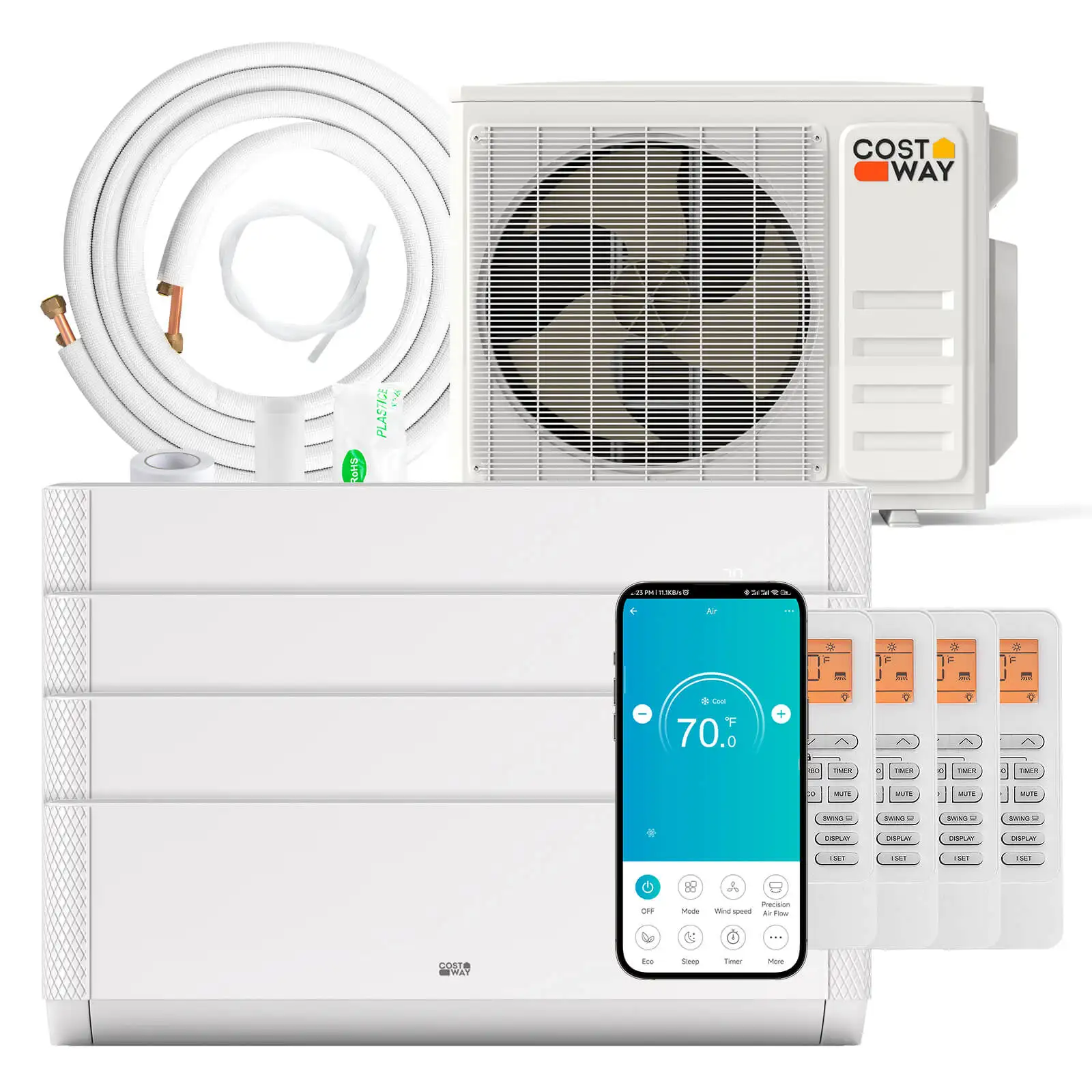 36K BTU 4 Zone 9K 12K BTU 21.5 SEER2 Mini Split Air Conditioner Work with Alexa