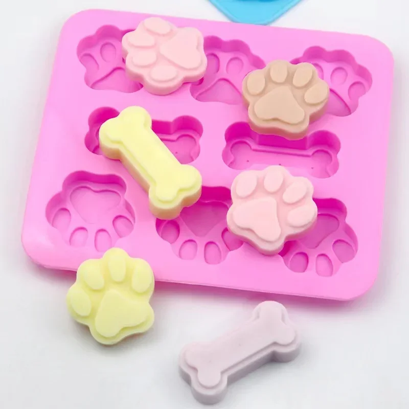Silicone Dog Footprints Cake Mold Cookie Cat PAWS Foot Mold Handmade Soap Mold Chocolate Decorative Kitchen Baking Tools