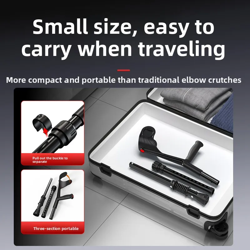 Lightweight Adjustable Forearm Crutches for Adults Foldable Elbow Crutch Walking Aids Cane Travel Crutch Suitable for Walking
