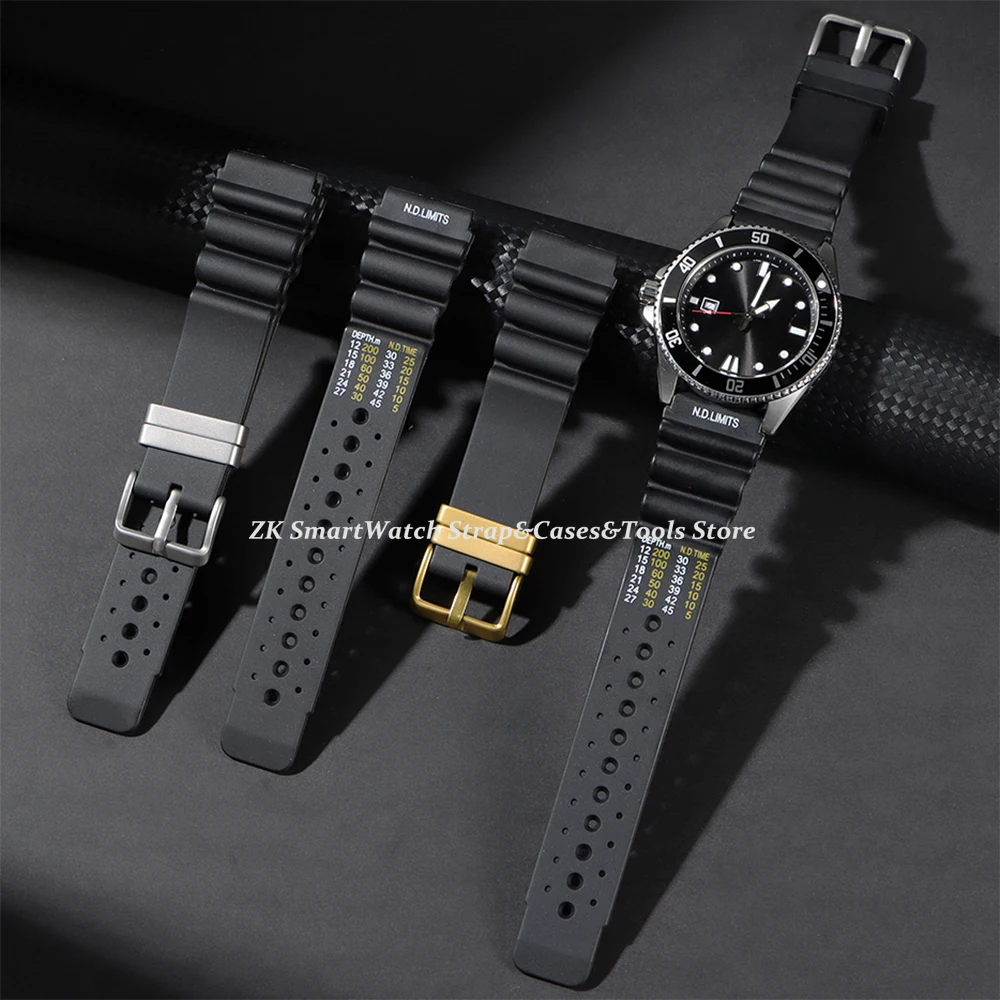 Rubber Watch Strap 20mm 22mm 24mm ND Limits Diver Sport Watchband for Seiko for Citizen for Promaster for Water Ghost Bracelet