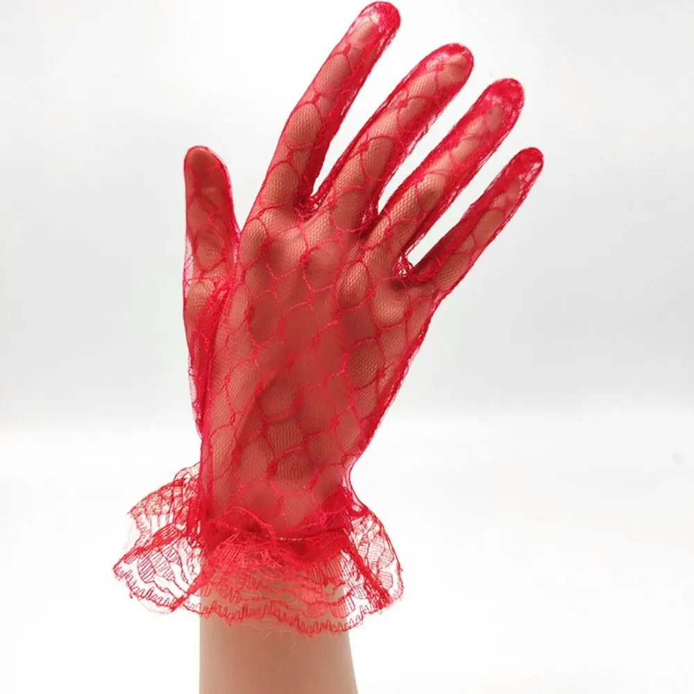 Cosplay Performance Banquet Dinner Dress Dress Accessories Short Lace Gloves Bridal Mesh Gloves Wedding Thin Mittens