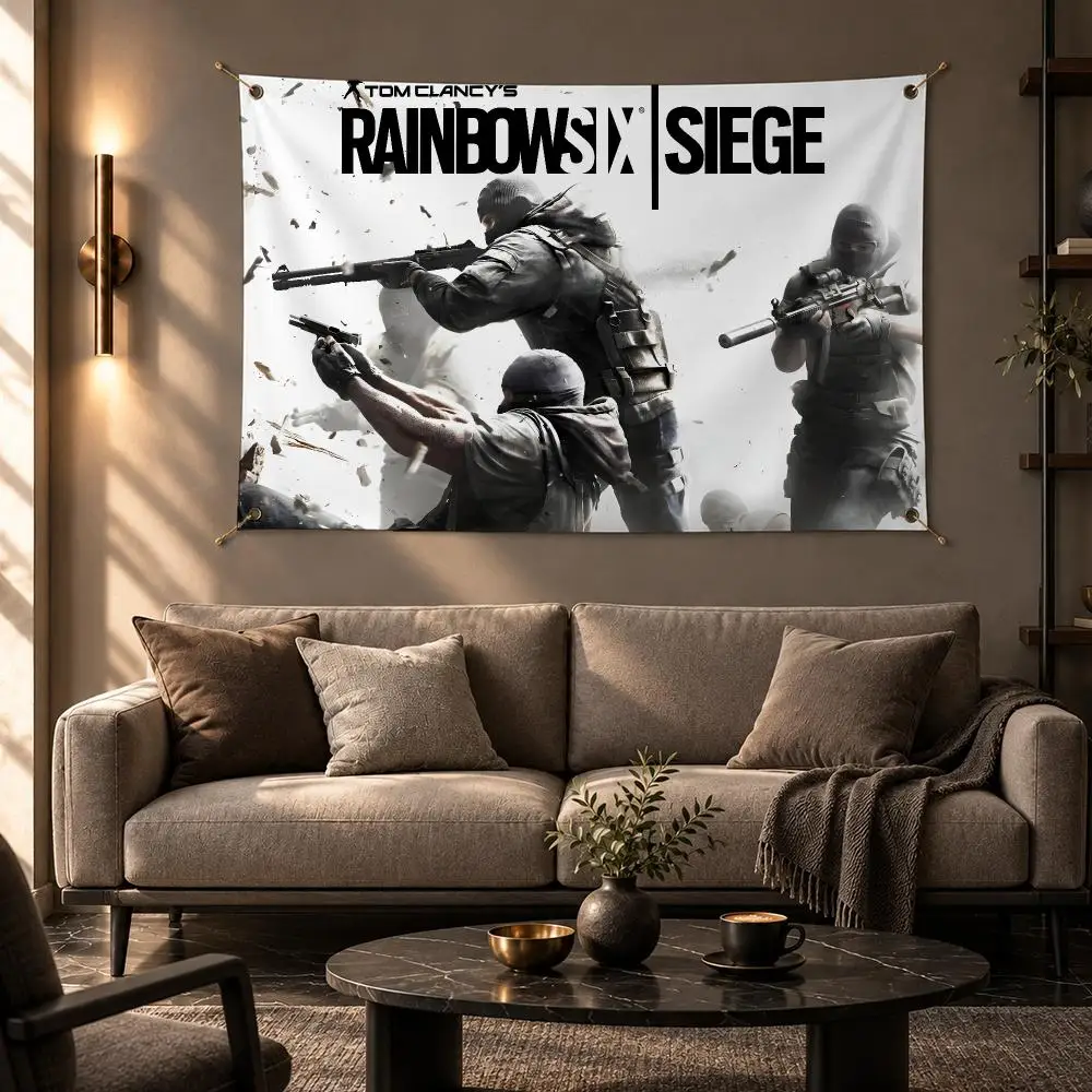 Ultimate Game Rainbow Six Siege Flags Wall Hanging Flag Banner Home Decor Aesthetic Living Room Bedroom HD Fabric