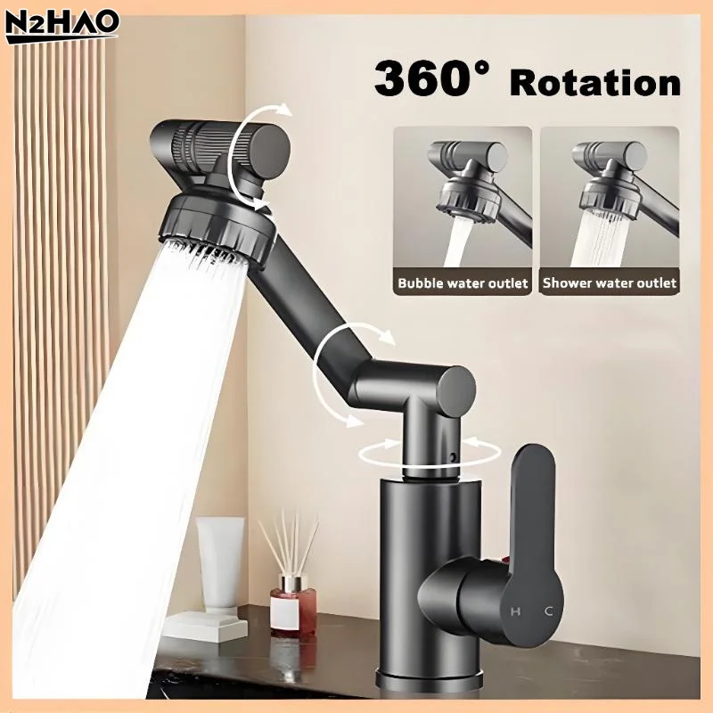 Kitchen Faucet Stainless  360° Rotation/Dual Modes Rotating Faucet Sink Wall Mounted Faucet 2 Water Outlet Modes