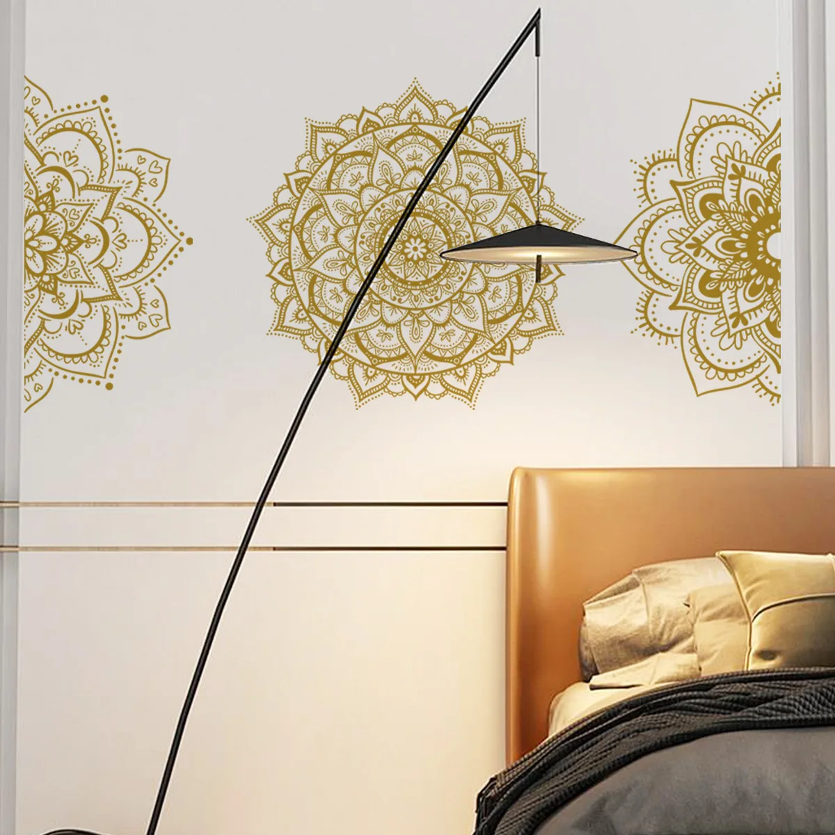 ملصق حائط زهرة لوتس كبير إبداعي ، ديكور حائط خلفية ، غرفة معيشة وغرفة نوم ، ملصق فني ذاتي اللصق