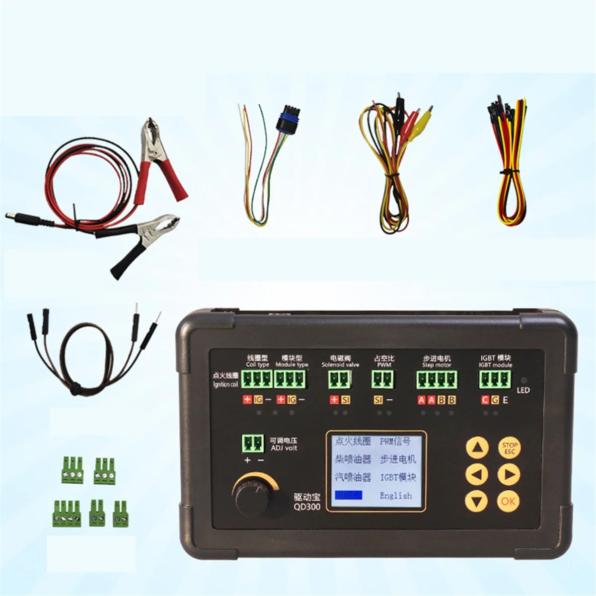 Testeur de bobine d'allumage Automobile N16R QD300, IGBT, moteur pas à pas de ralenti, électrovanne, injecteur, actionneur PWM, détecteur de défauts