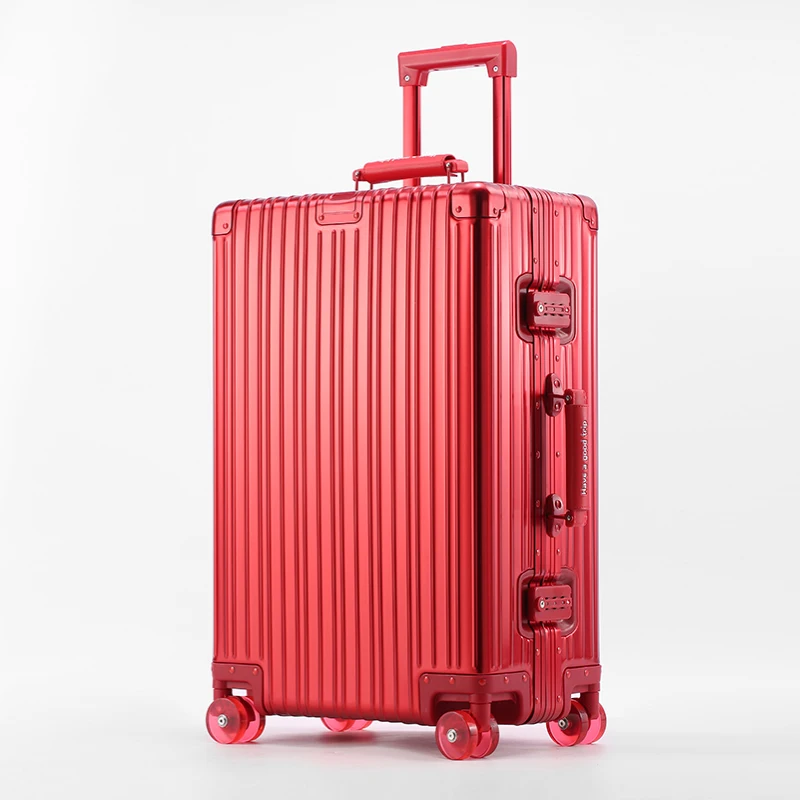 Volledig aluminium magnesiumlegering koffer grote capaciteit wachtwoordkoffer transparante wielen zakelijke trolleykoffer